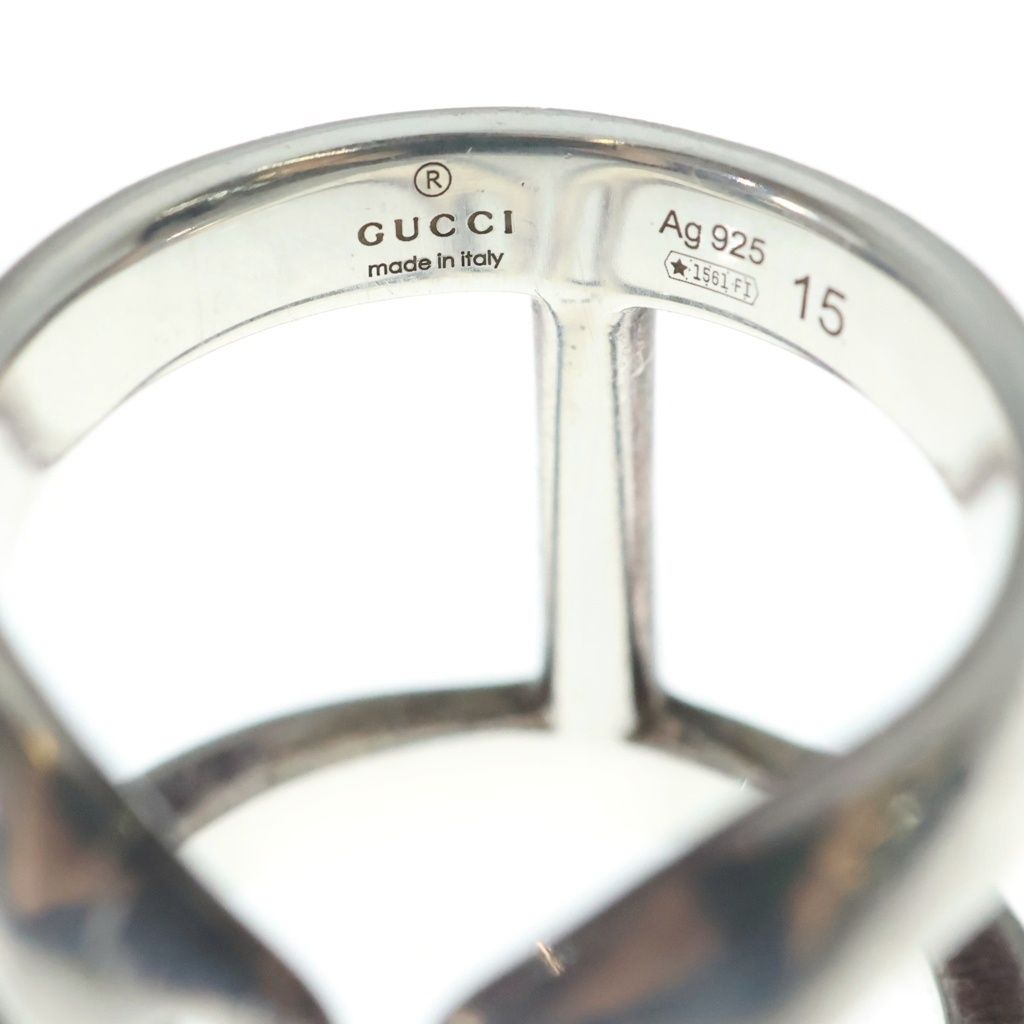 Gucci Logo Stamp Stuffa Ring Silver — view 5