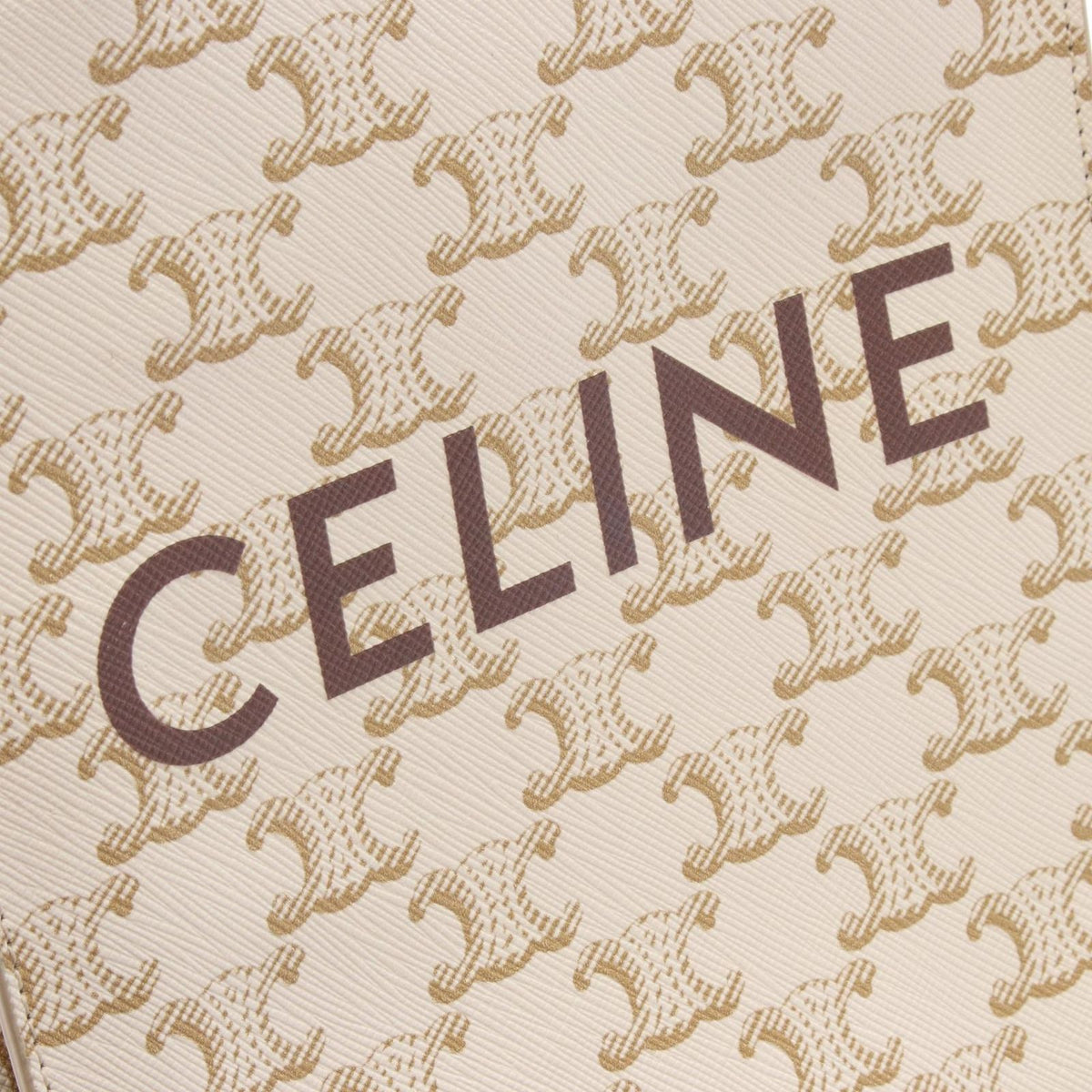 Celine Handbag Mini Vertical Cabas Triomphe 2-Way White Brown Leather — view 4
