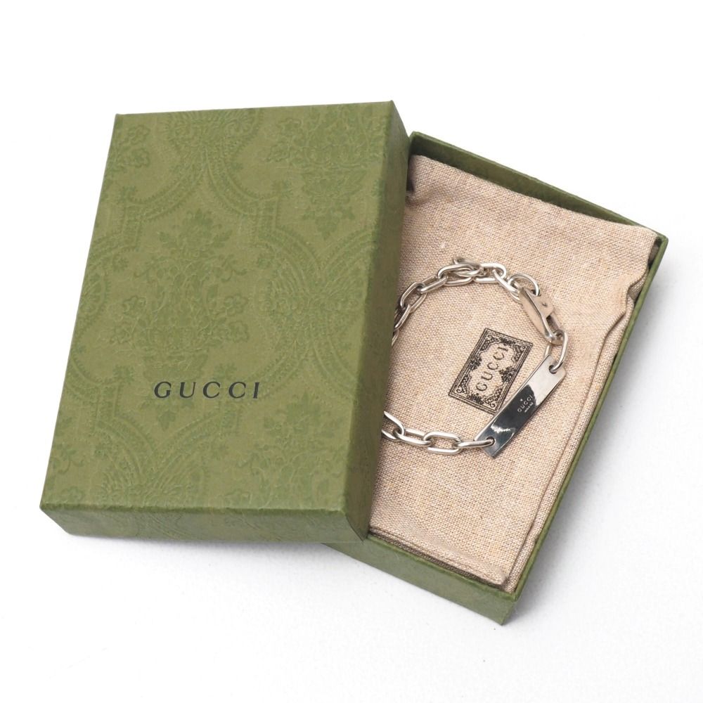 Gucci Bracelet 925 Sterling Silver Logo Plate