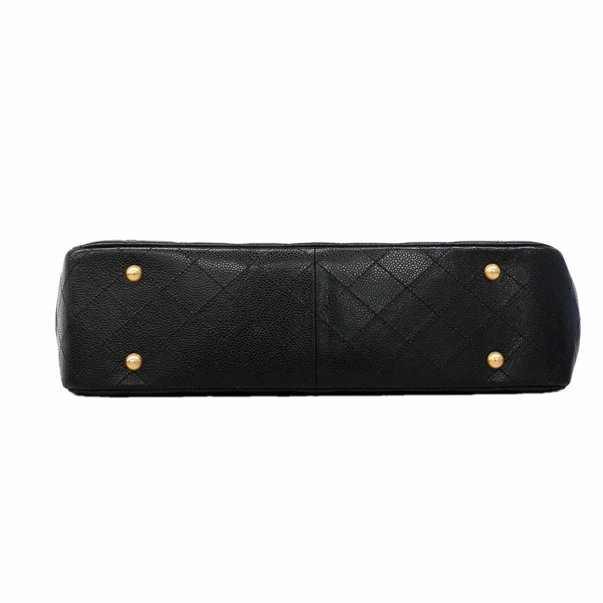 Chanel Chain Tote Bag Quilted Caviar Leather Black Gold — view 3