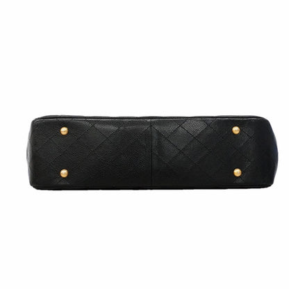 Chanel Chain Tote Bag Quilted Caviar Leather Black Gold — view 3