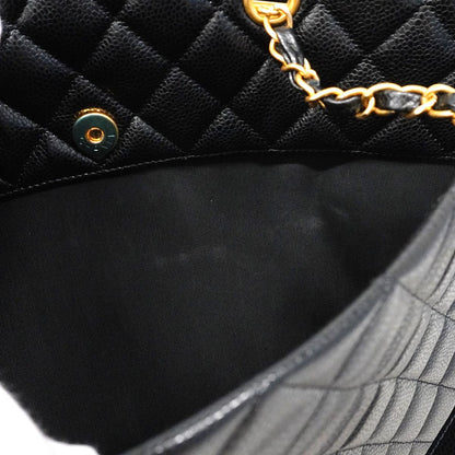 Chanel Chain Tote Bag Quilted Caviar Leather Black Gold — view 8