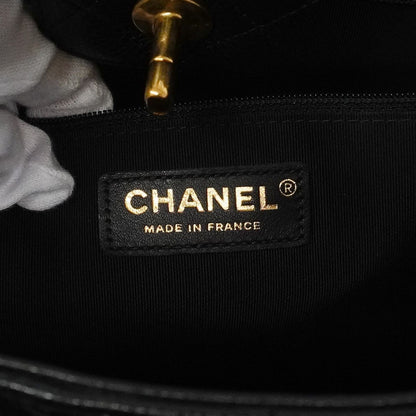 Chanel Chain Tote Bag Quilted Caviar Leather Black Gold — view 5