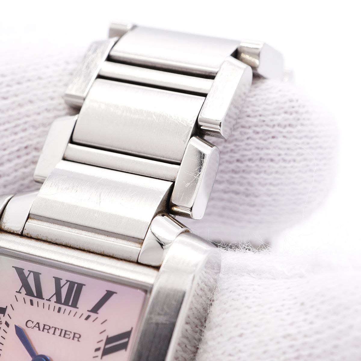 Cartier Tank Francaise SM Pink Dial Watch — view 8