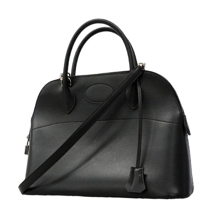 Hermes Handbag Bolide 31 Box Calf Black Silver 2-Way Bag