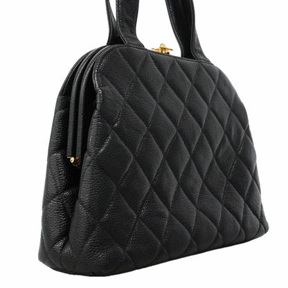 Chanel Handbag Quilted Caviar Leather Black Gold — view 2