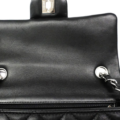 Chanel Shoulder Bag Mini Quilted Lambskin Black Silver — view 7