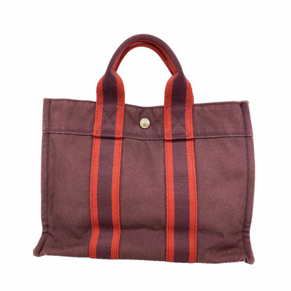 Hermes Tote Bag Fourre Tout PM Canvas Brown Silver