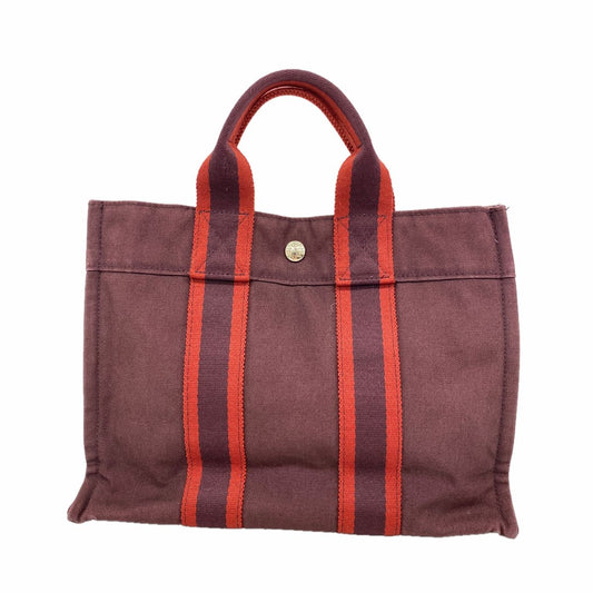 Hermes Tote Bag Fourre Tout PM Canvas Brown Silver