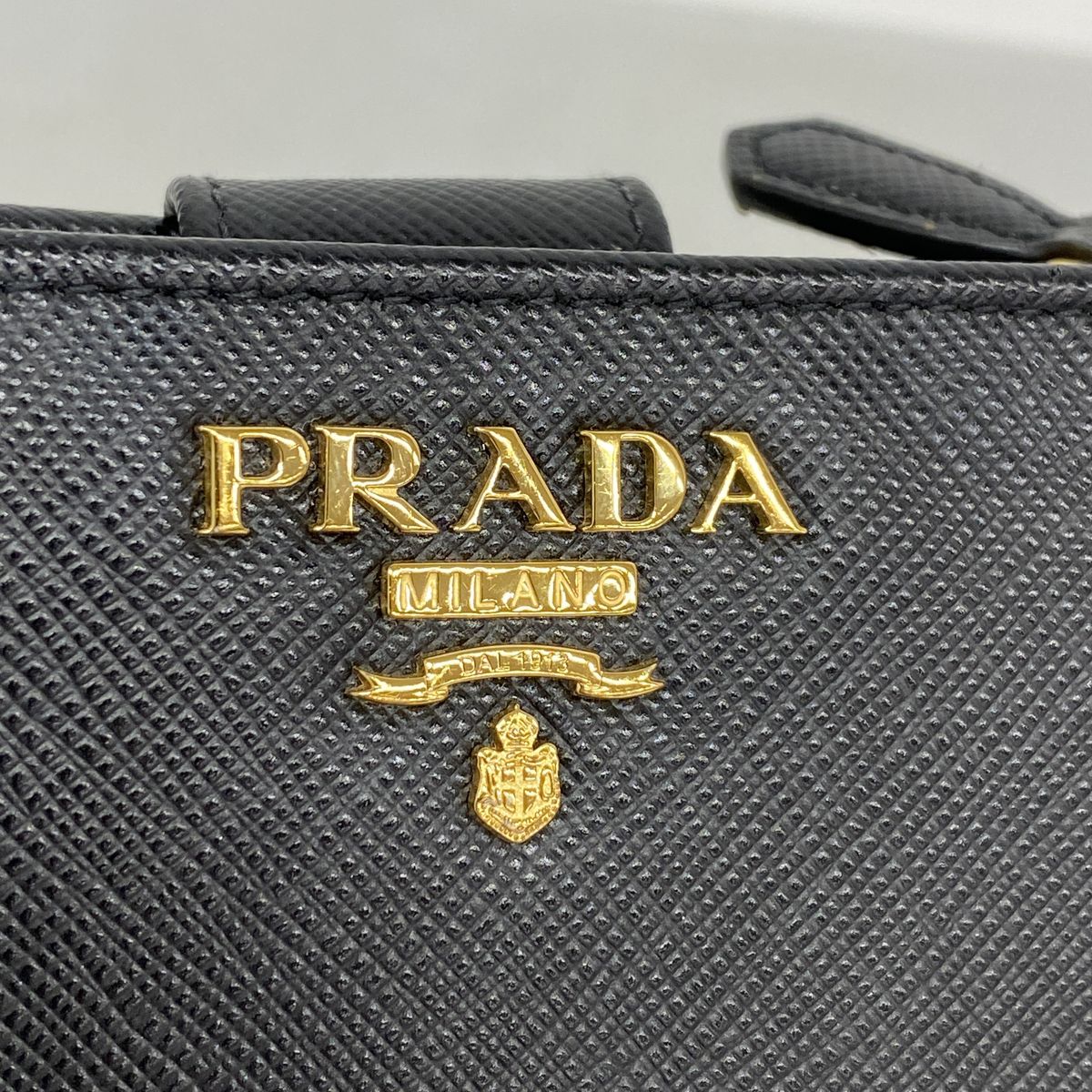 Prada Wallet Saffiano Leather Black Gold — view 7