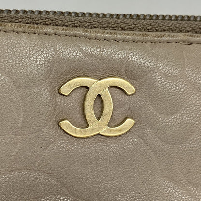 Chanel Coin Purse Camellia Lambskin Beige Gold — view 8