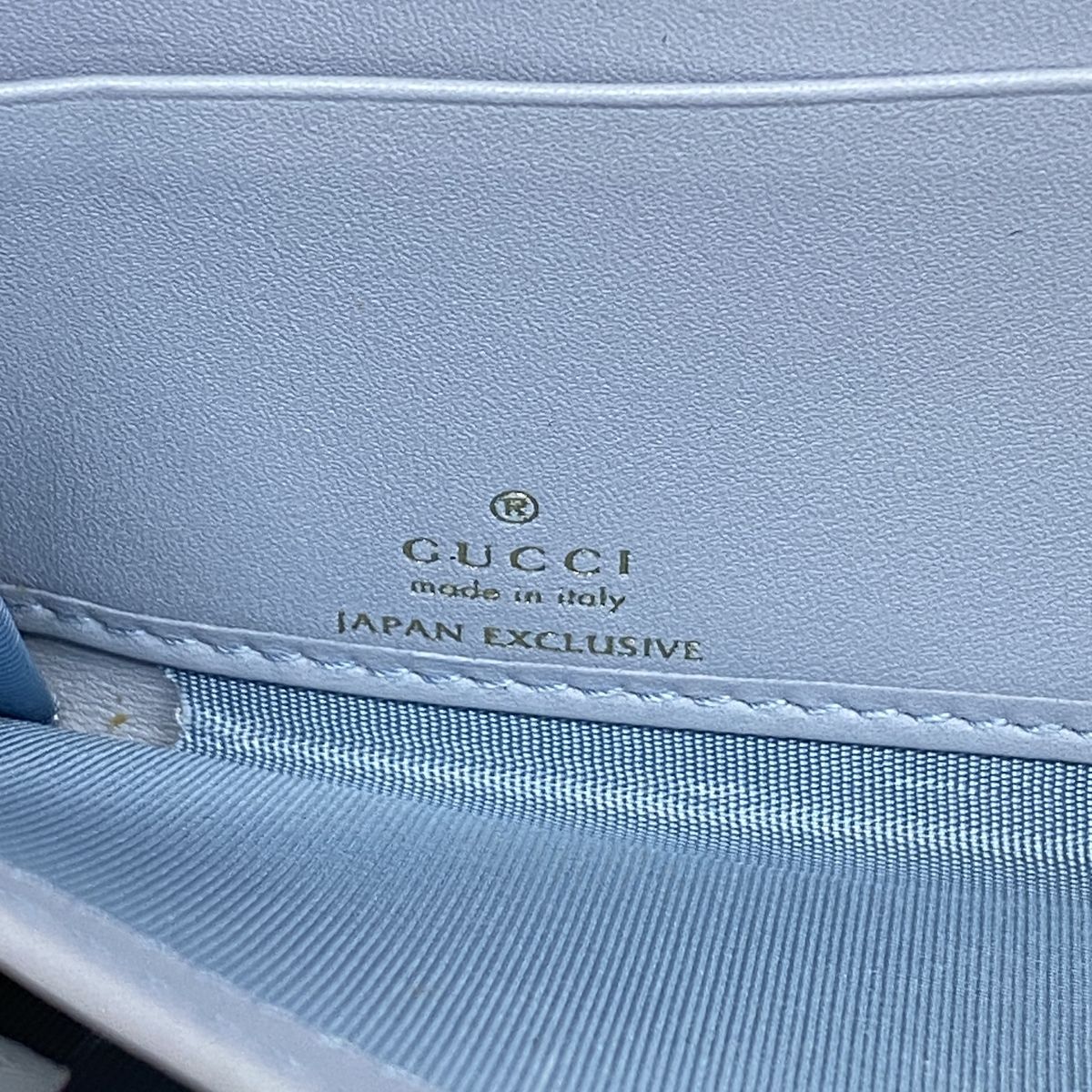 Gucci Wallet Yuko Higuchi Leather Sky Blue Bordeaux Champagne Gold — view 4