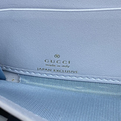 Gucci Wallet Yuko Higuchi Leather Sky Blue Bordeaux Champagne Gold — view 4
