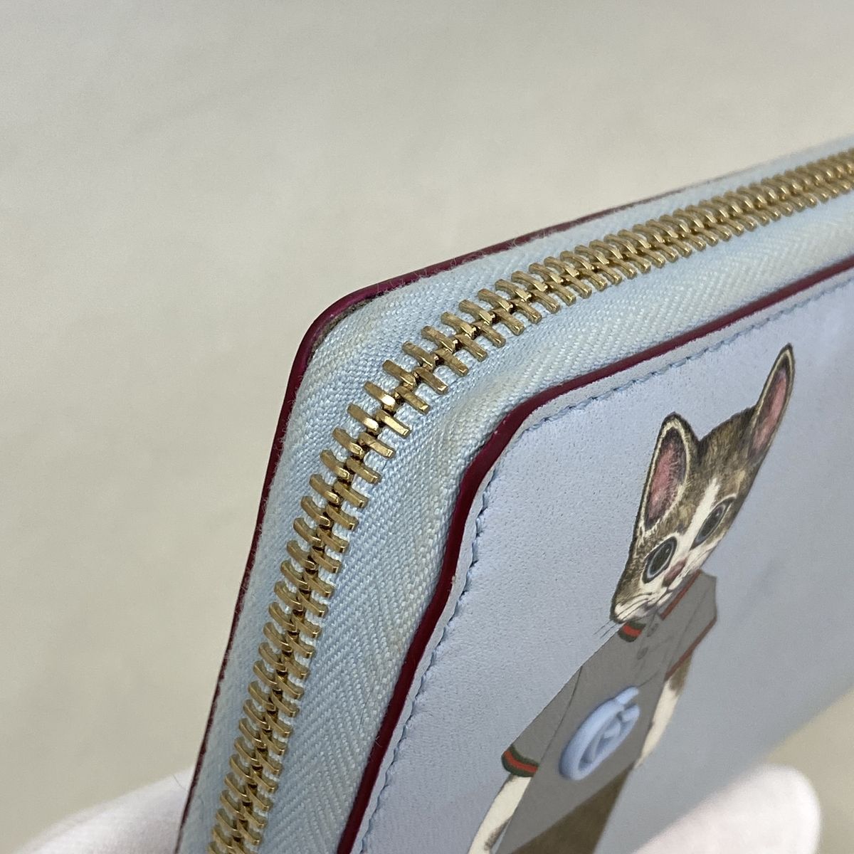 Gucci Wallet Yuko Higuchi Leather Sky Blue Bordeaux Champagne Gold — view 6
