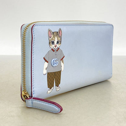 Gucci Wallet Yuko Higuchi Leather Sky Blue Bordeaux Champagne Gold — view 2