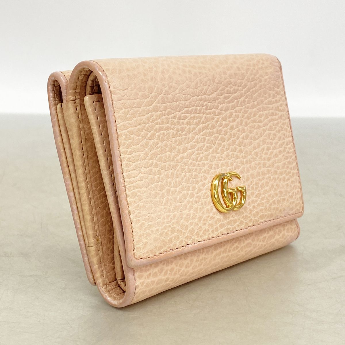 Gucci Trifold Wallet GG Marmont Leather Pink Gold — view 2