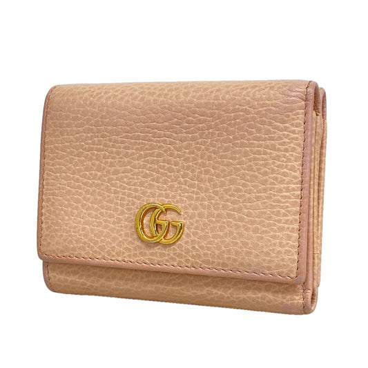 Gucci Trifold Wallet GG Marmont Leather Pink Gold