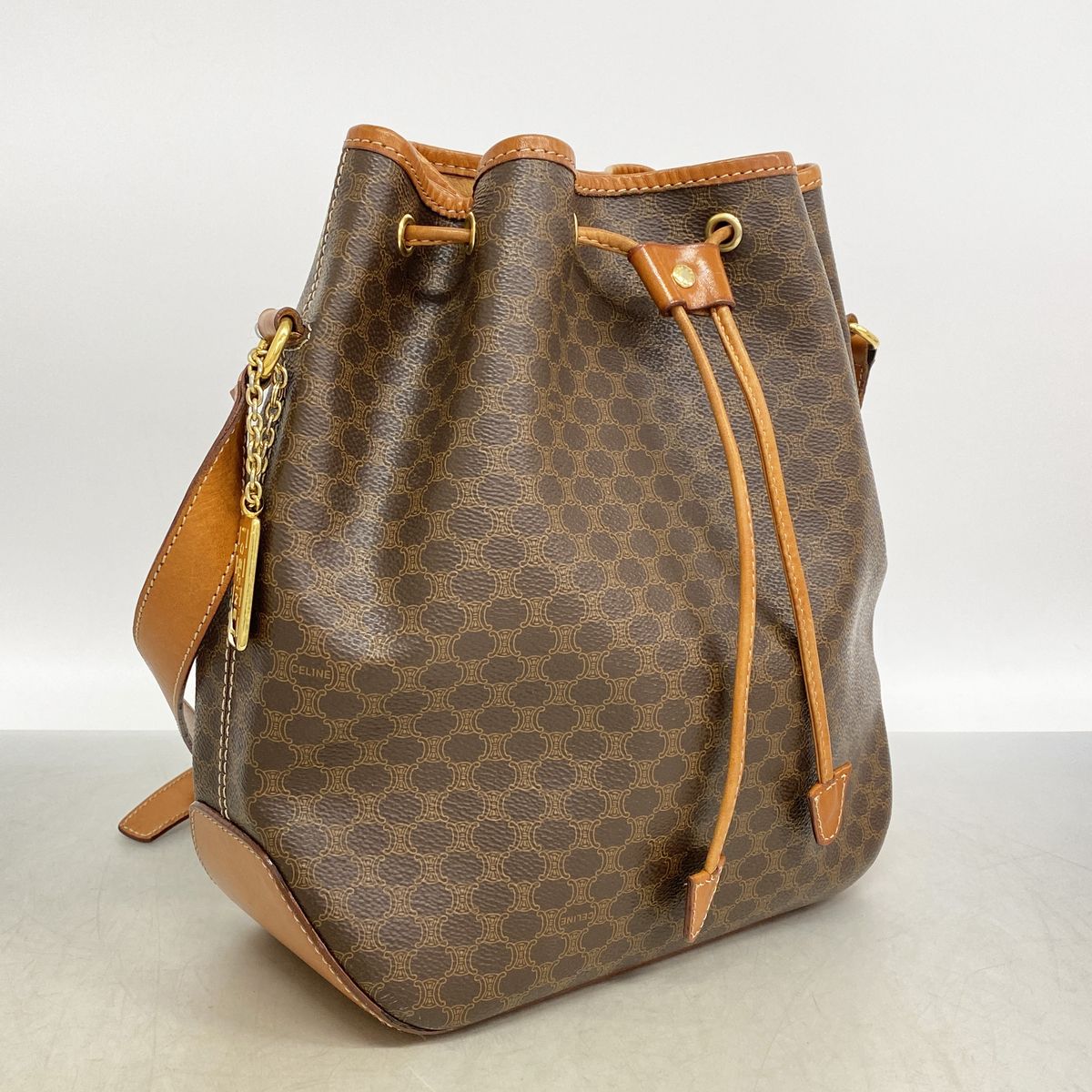Celine Shoulder Bag Macadam Brown Gold — view 2