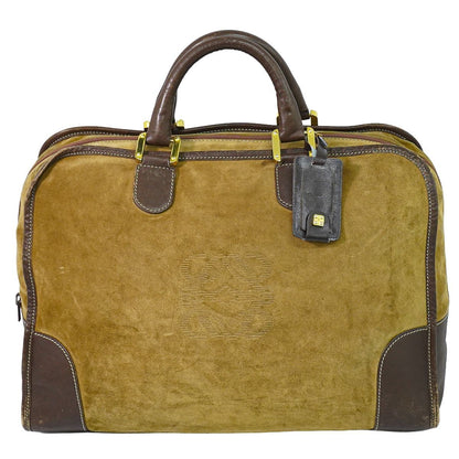Loewe Amazona 40 Anagram Boston Bag Suede Leather Beige