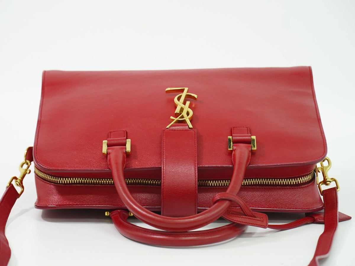 Saint Laurent YSL Cabas Small 2-Way Shoulder Bag Pochette Leather Red — view 5