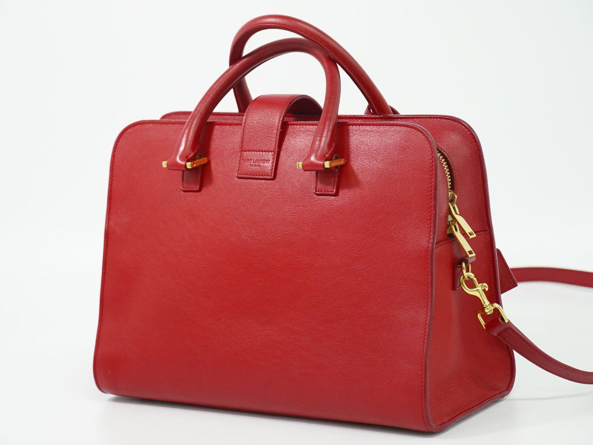 Saint Laurent YSL Cabas Small 2-Way Shoulder Bag Pochette Leather Red — view 2