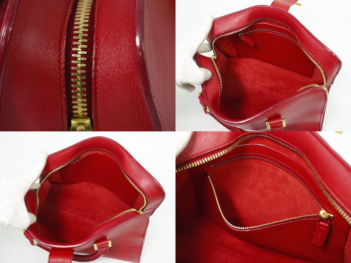 Saint Laurent YSL Cabas Small 2-Way Shoulder Bag Pochette Leather Red — view 8