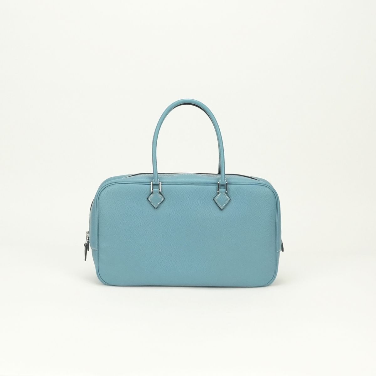 Hermes Plume Tote Epsom Blue Jean Bleu Silver Handbag Veau