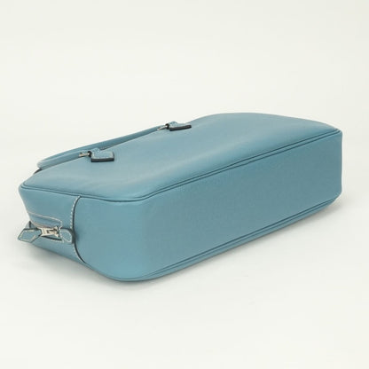 Hermes Plume Tote Epsom Blue Jean Bleu Silver Handbag Veau — view 5