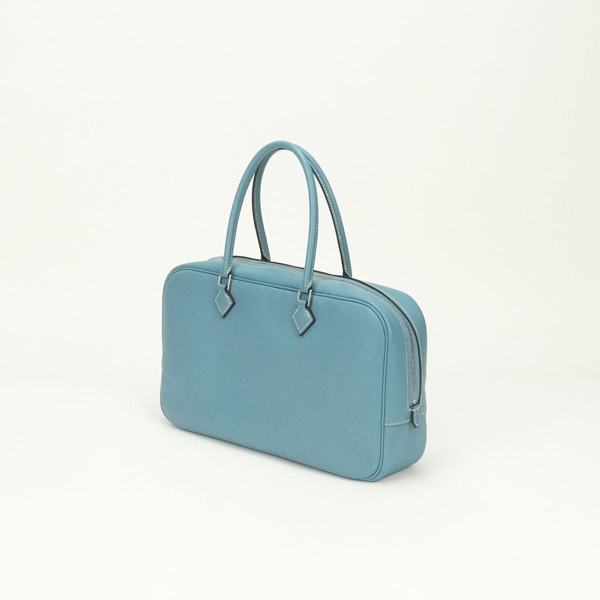 Hermes Plume Tote Epsom Blue Jean Bleu Silver Handbag Veau — view 2
