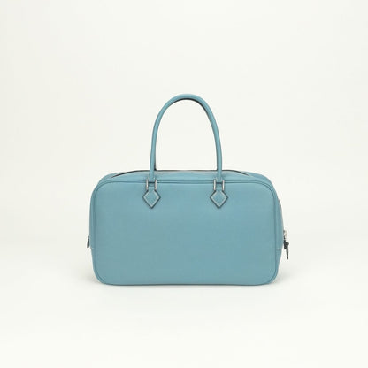 Hermes Plume Tote Epsom Blue Jean Bleu Silver Handbag Veau — view 3