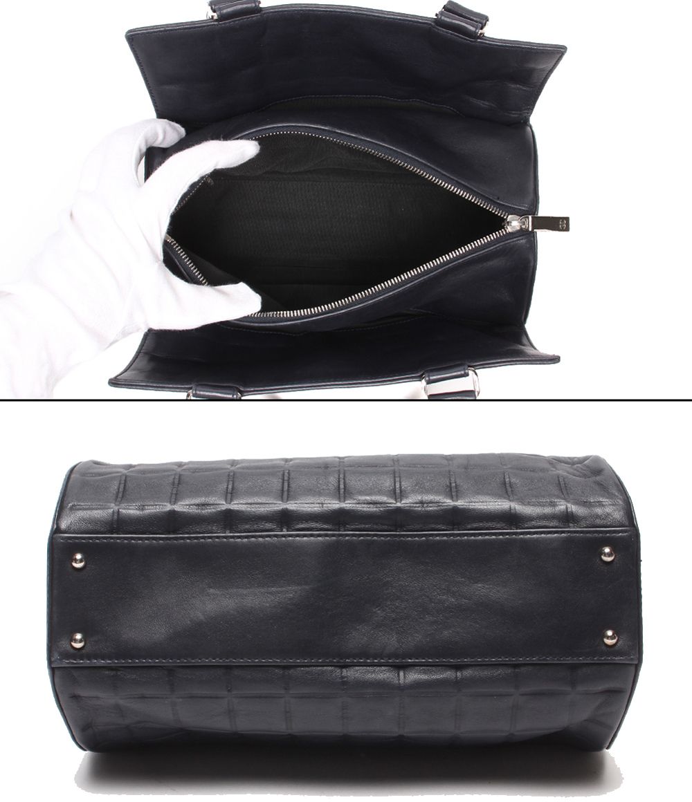 Chanel Tote Bag Silver Choco Bar Lambskin — view 3