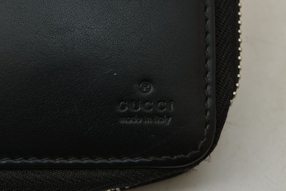 Gucci Wallet Bifold Zip Around Black Leather Sherry Line Billfold — view 3