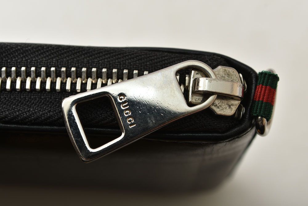 Gucci Wallet Bifold Zip Around Black Leather Sherry Line Billfold — view 2