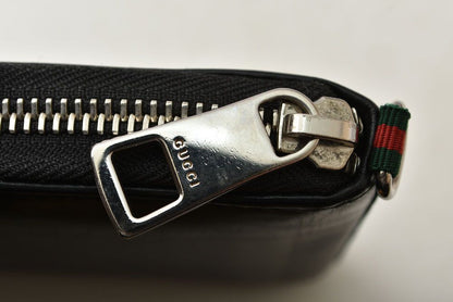 Gucci Wallet Bifold Zip Around Black Leather Sherry Line Billfold — view 2
