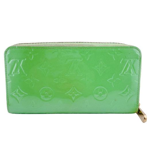 Louis Vuitton Zippy Wallet Monogram Vernis Gummy Apple Green Zip Around Patent