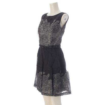 Dior Silk Rose Lace Sleeveless Top Pleats Skirt Set Black Gray White /38 40 — view 2