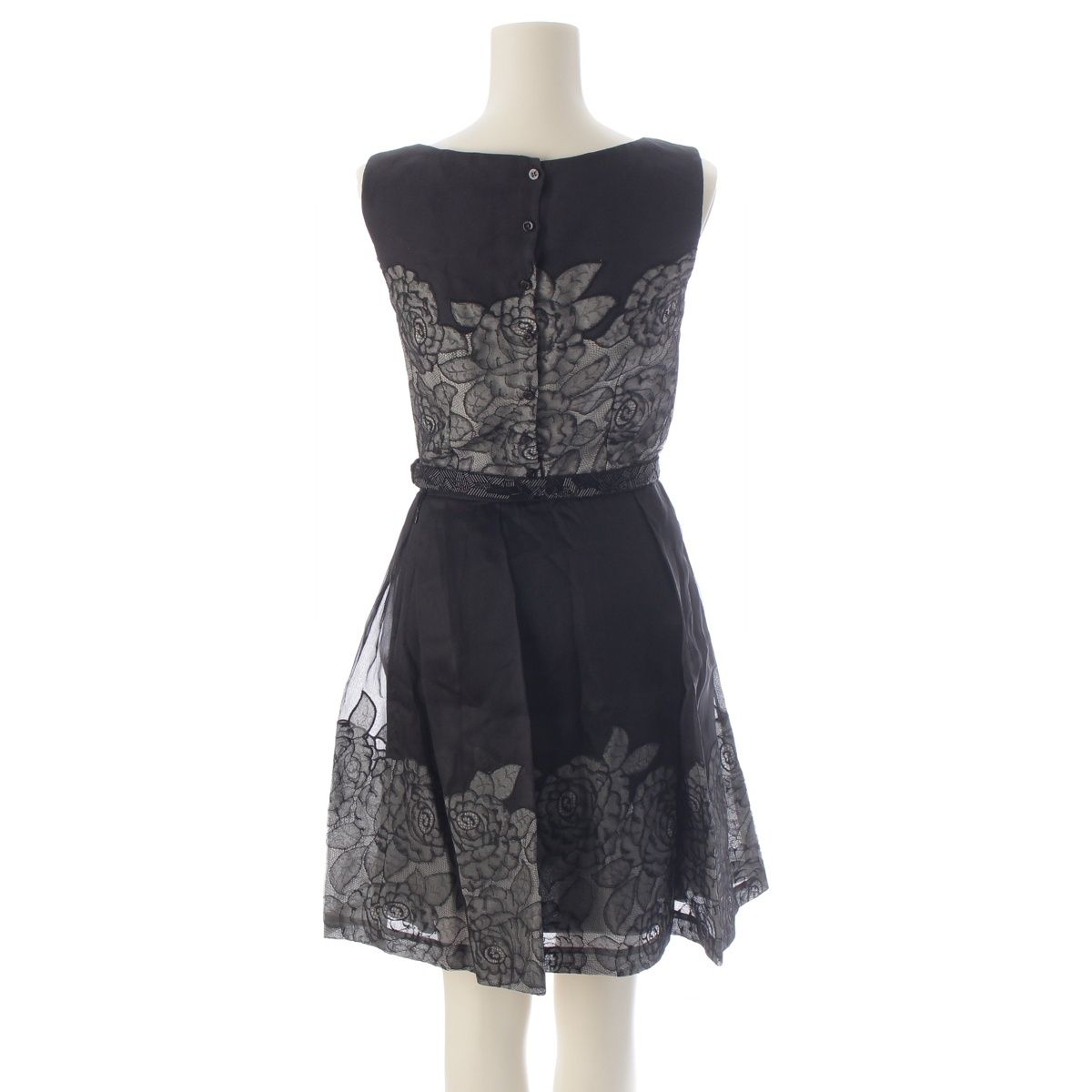 Dior Silk Rose Lace Sleeveless Top Pleats Skirt Set Black Gray White /38 40 — view 4