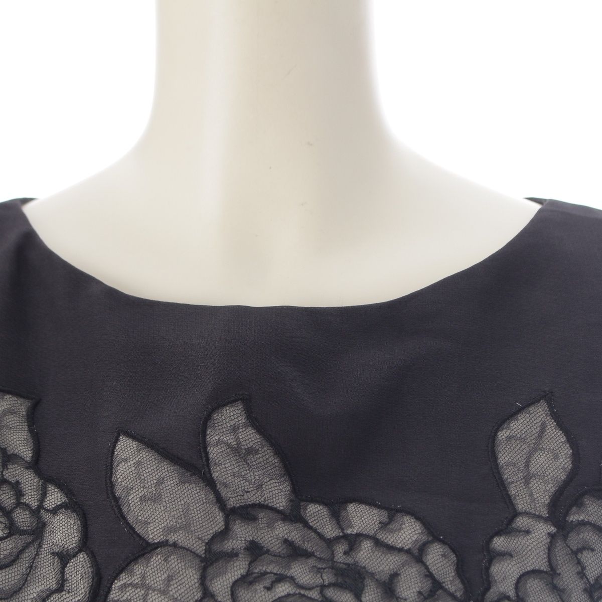 Dior Silk Rose Lace Sleeveless Top Pleats Skirt Set Black Gray White /38 40 — view 7