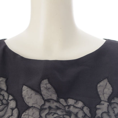 Dior Silk Rose Lace Sleeveless Top Pleats Skirt Set Black Gray White /38 40 — view 7