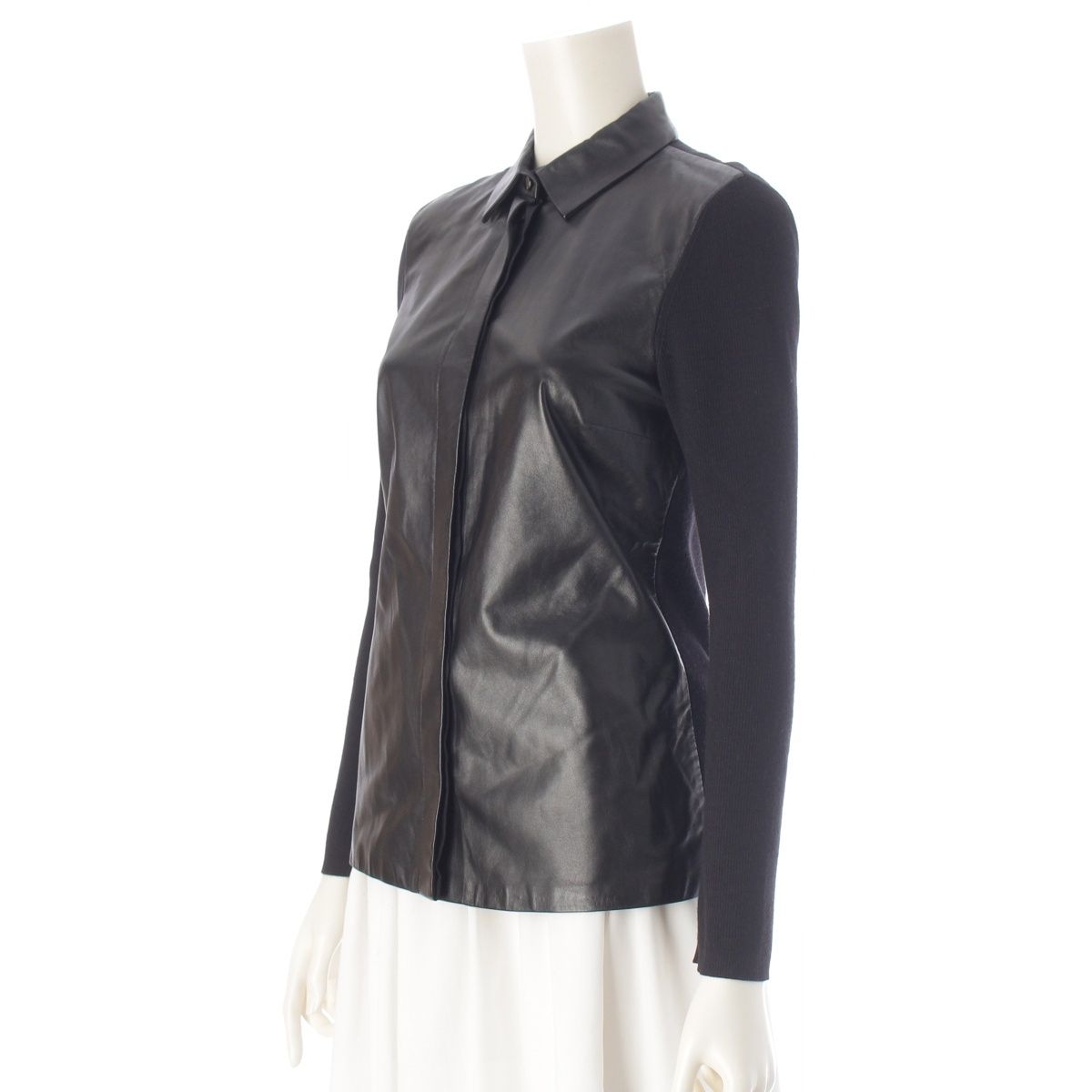 Gucci Archive Silk Wool Front Panel Contrast Knit Blouse Shirt Long Sleeve — view 2
