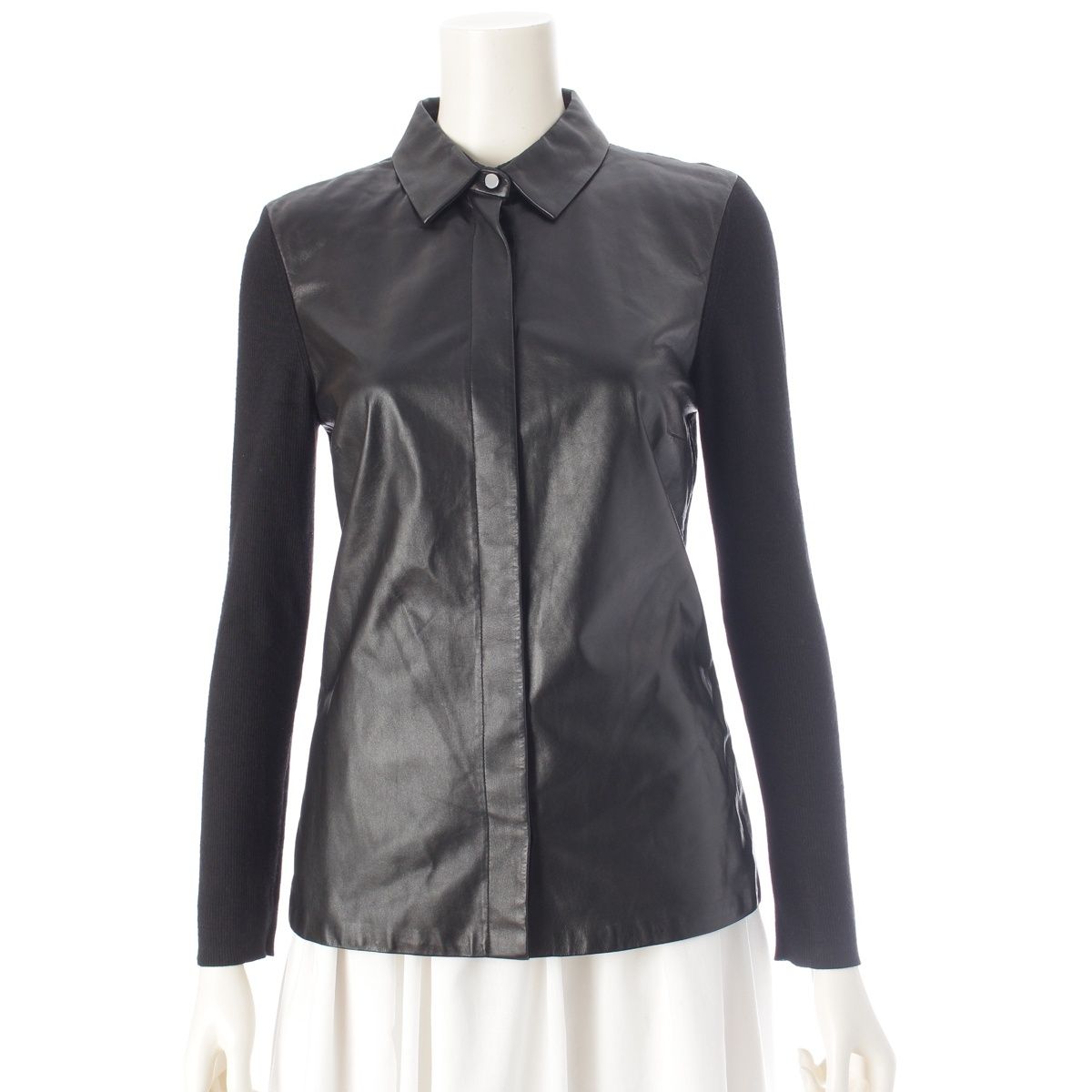 Gucci Archive Silk Wool Front Panel Contrast Knit Blouse Shirt Long Sleeve