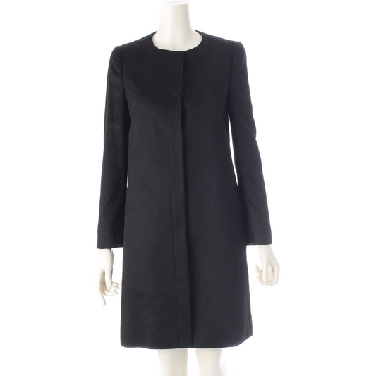Prada Cashmere Hiyo Collarless Long Coat Black 36