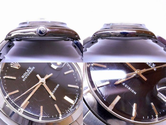 Rolex Oyster Date Precision Manual Wind Watch Stainless Steel Black Dial Vintage — view 4