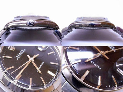Rolex Oyster Date Precision Manual Wind Watch Stainless Steel Black Dial Vintage — view 4