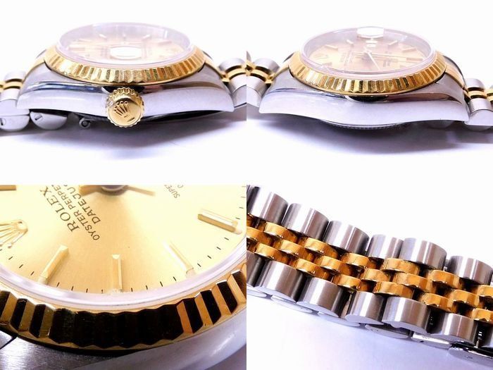 Rolex S Model Datejust Automatic Watch SS 18k Yellow Gold Combination Dial Bar — view 4