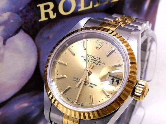 Rolex S Model Datejust Automatic Watch SS 18k Yellow Gold Combination Dial Bar
