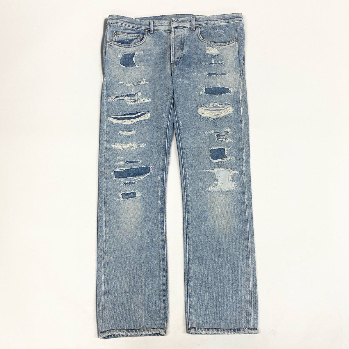 Dior Kris Van Assche Era Repair Denim Pants Light Blue Cotton 32