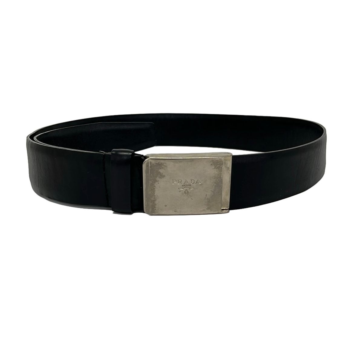 Prada Belt Black Silver Leather