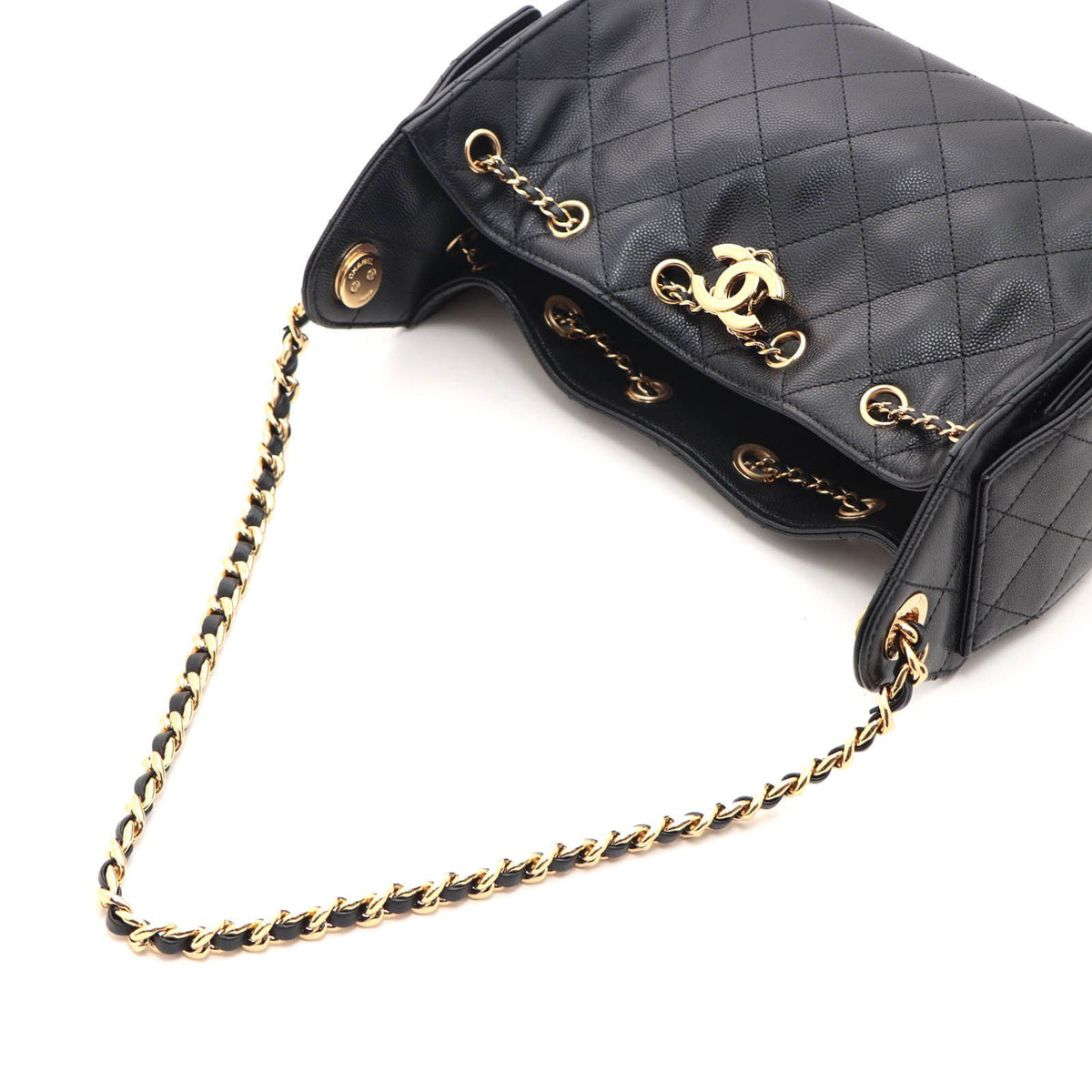 Chanel 25 Mini Black Caviar Leather Shoulder Bag — view 4