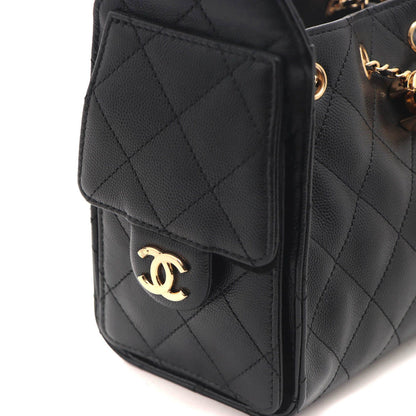 Chanel 25 Mini Black Caviar Leather Shoulder Bag — view 6